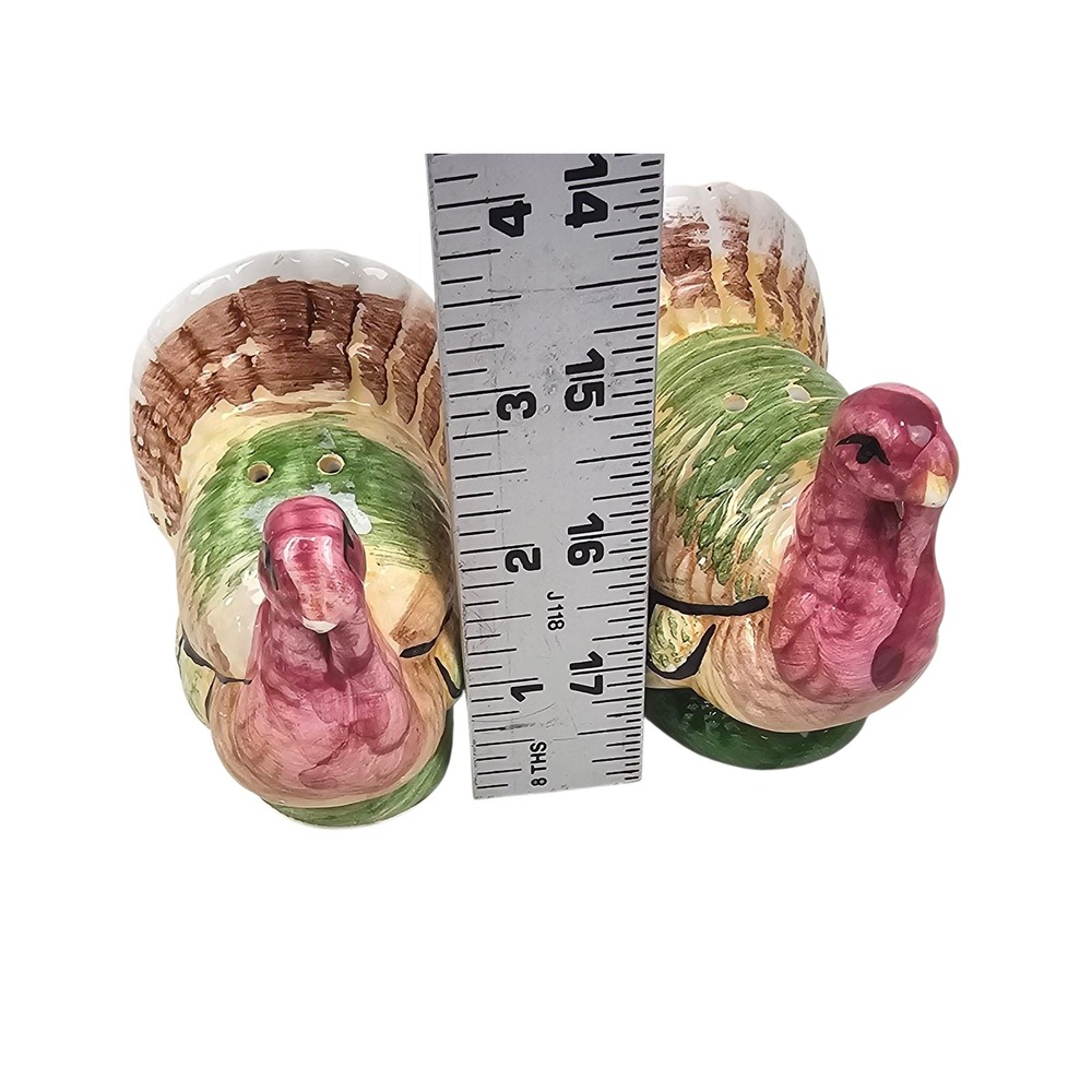 Thanksgiving Turkey Salt Pepper Shakers Ceramic Hand Painted Kitchen Decor - Picture 2 of 7
